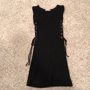 Black honey punch lace up sweater dress